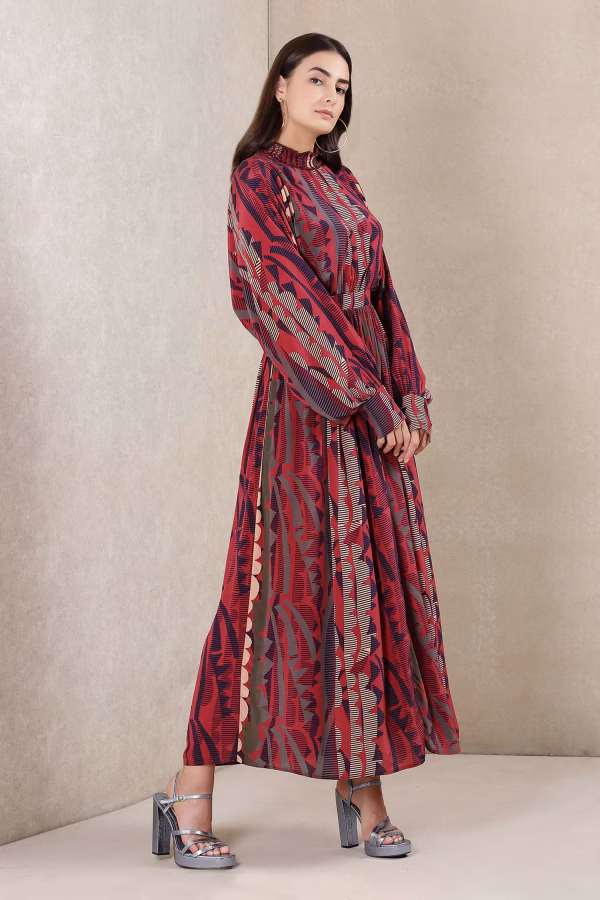 Printed Fit & Flared Dress For Women